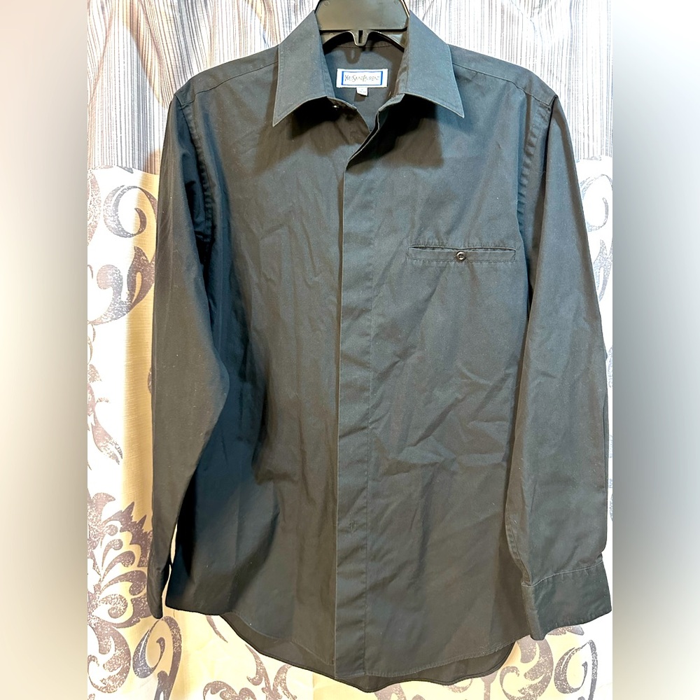 EUC Yves Saint Laurent Gray Dress Shirt Elegant Long-Sleeves‎ Size 15